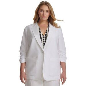 Calvin Klein Ruched 3/4-Sleeve Blazer - White Plus Size 22W MSRP $159